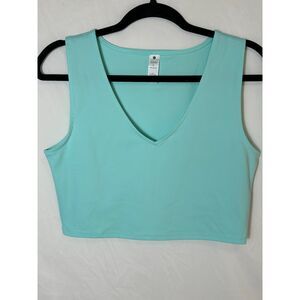 Yogalicious Pure Cloud Lola Muscle Tank Tops PAIR Teal/White Size L Deep V-Neck